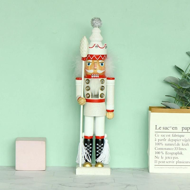 Nutcracker Soldier, 40cm Tall Wooden Nutcracker Soldier Figure Decor, Nutcracker Christmas Decorations Doll Ornament for Festival Party Outdoor Xmas Gift