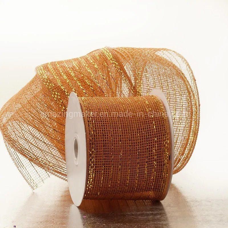 Metallic Thread 4′′ Deco Mesh Ribbons