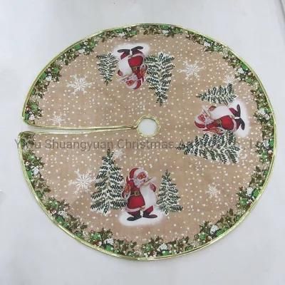 Christmas Tree Skirt with Snowman Deer Santa Tree
