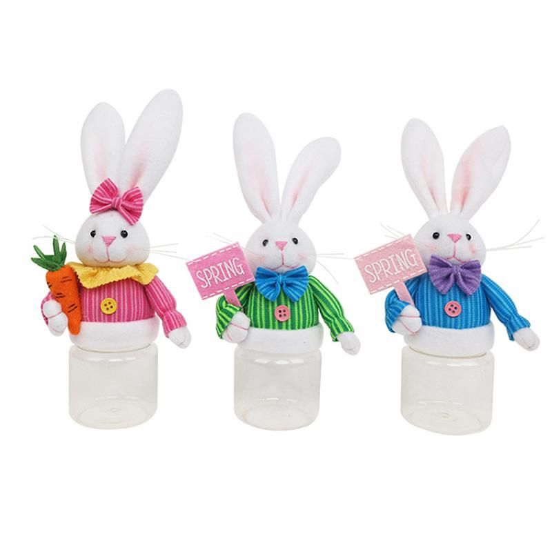 OEM/ODM Wholesale Easter Candy Jar Fleece Fabric Promotional Gift & Candy Storage Promotion Present Rabbit Banny Easter Candy Jar