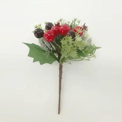 Glitter Powder Leaf Branch Flower Arrangement for Christmas Party Tree Venun Hanging Decoration Christmas Flower