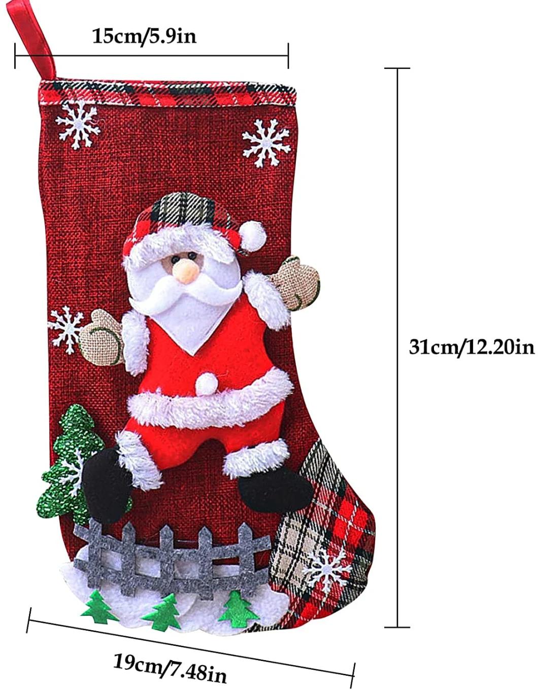 Christmas Stockings 12.2′′ Large Size Xmas Stockings Decorations 3D Santa Snowman Reindeer Bear Xmas Character Stockings Decorations for Family Holiday Christma