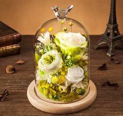 Eternal Wedding Preserved Flower Arrangement Rose in Glass Dome