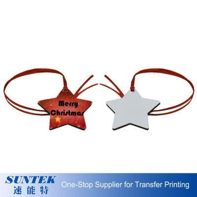 China Supplier Photo Christmas Ornament Wooden MDF Sublimation Blank Hanging Ornament Star Shape