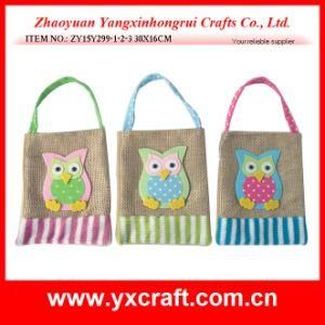 Easter Decoration (ZY15Y299-1-2-3) Flax Easter Owl Gunny Sack Bag Decoration
