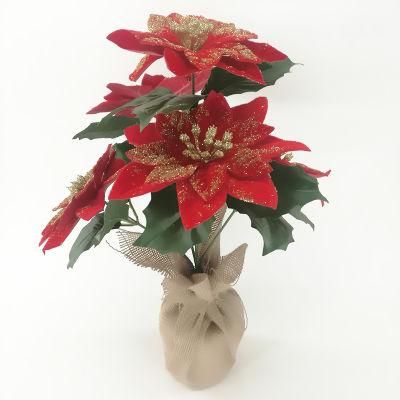 Red Flowers for Christmas Decoration Home Ornaments