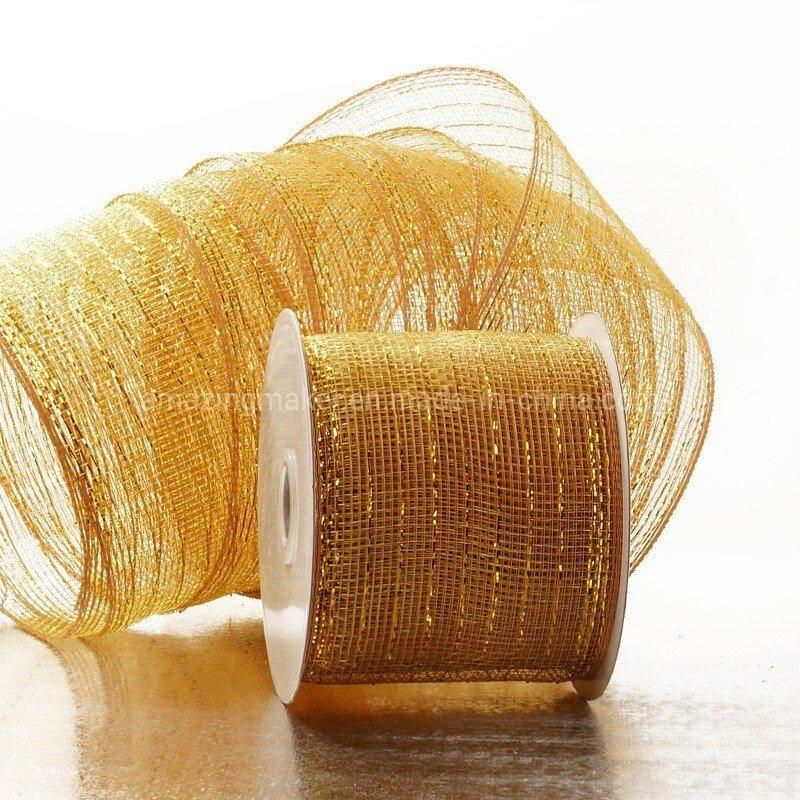 Metallic Thread 4′′ Deco Mesh Ribbons