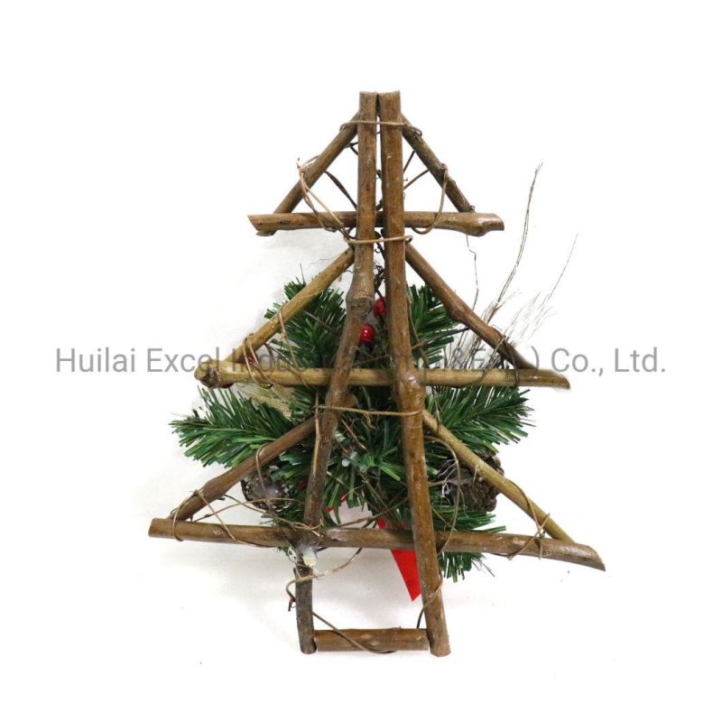 30cm Christmas Rattan Wreaths Hanging Garland Pinecone Rattan Tree Wreath