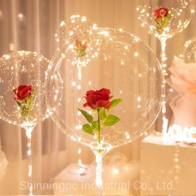 22inch Colorful Bobo Balloon with LED Light Rose Inside Bobo Balloon