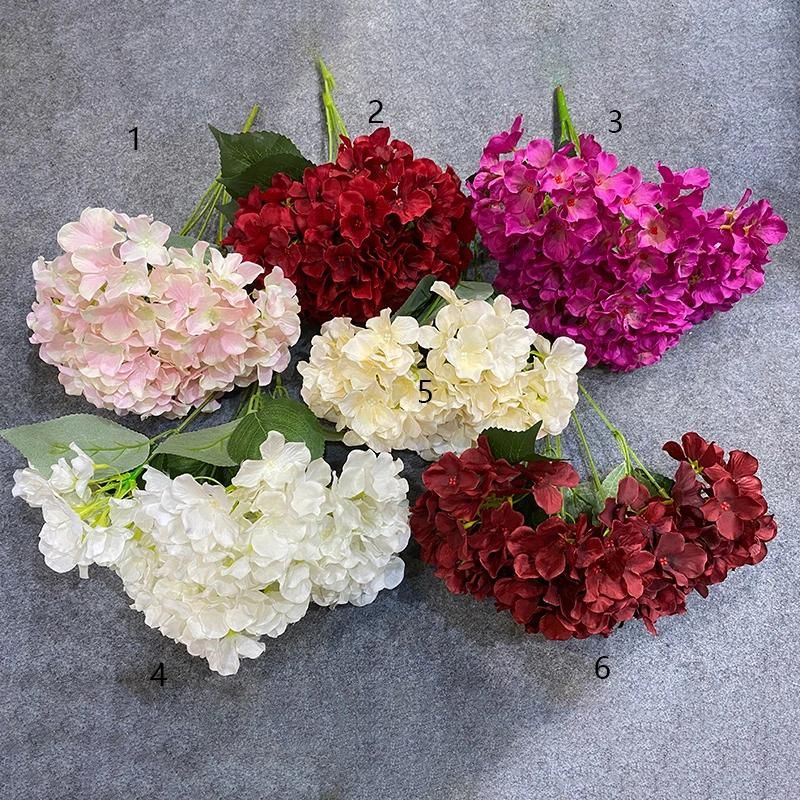 Factory Wholesale 5 Heads Hydrangea Wedding Artificial Hydrangea Flowers Bunches