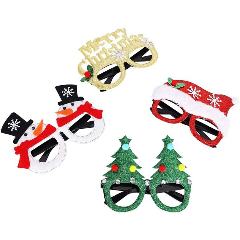 Christmas Glasses Glitter Party Glasses Frames Christmas Decoration Costume Eyeglasses for Christmas Parties Holiday Favors Photo Booth