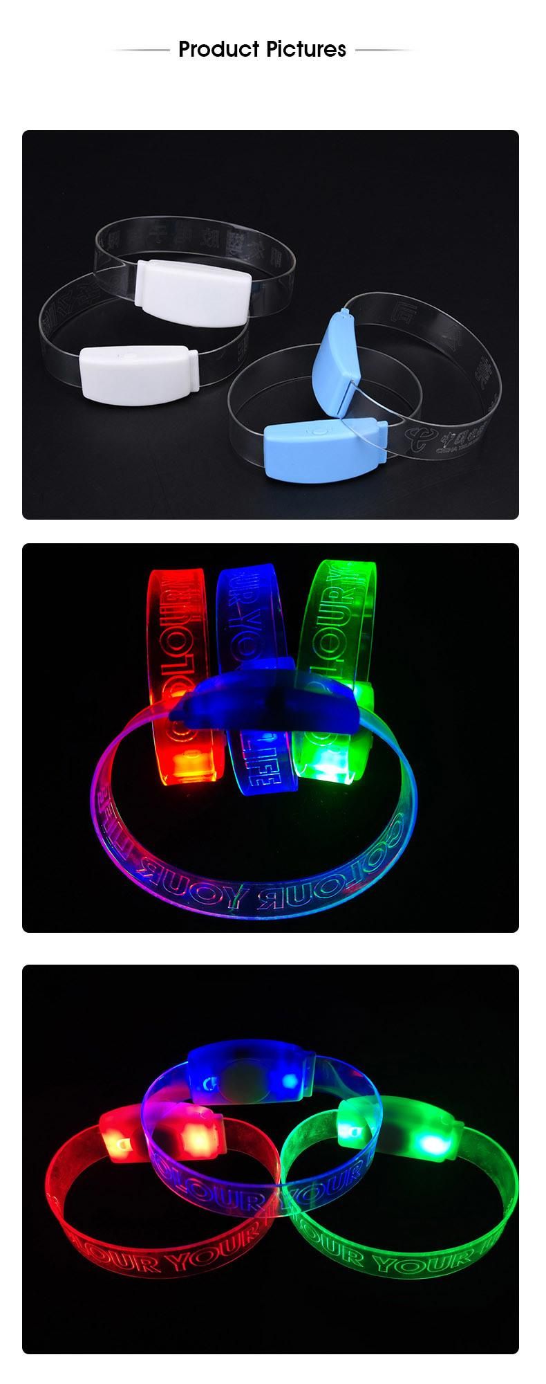 Custom LED Glow in The Dark Bracelet Flash Lighting Concert Wristband