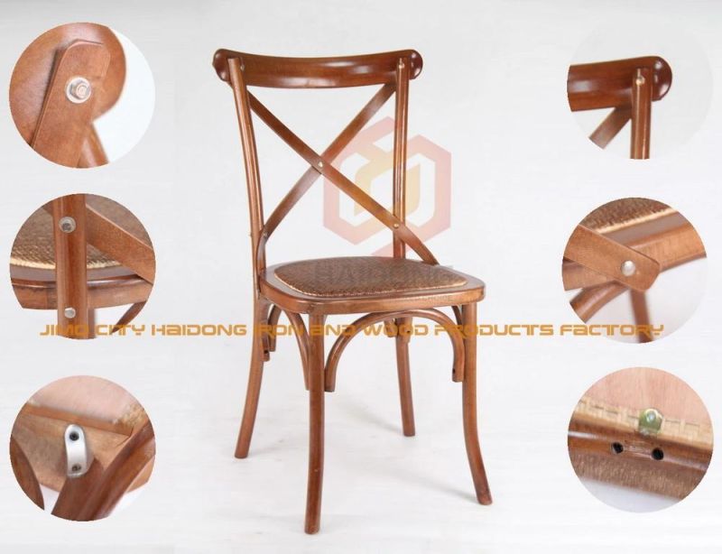 Wholesale Beech Wood Stackable Cross Back Wedding Party Chair