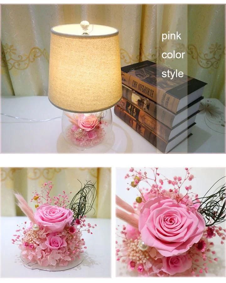 Hot Sale Decorative Preserved Flower Desk Lamp Christmas Gift