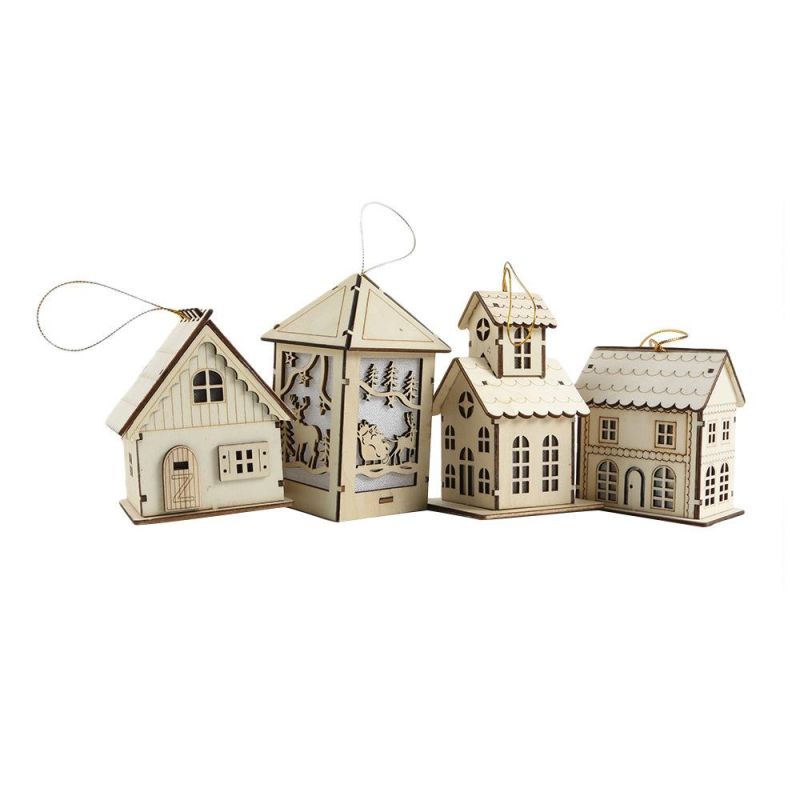 Xmas Festival LED Light Wood House Christmas Tree Decoration Light