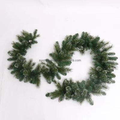 Green Artificial Garland with Ornaments Decorate