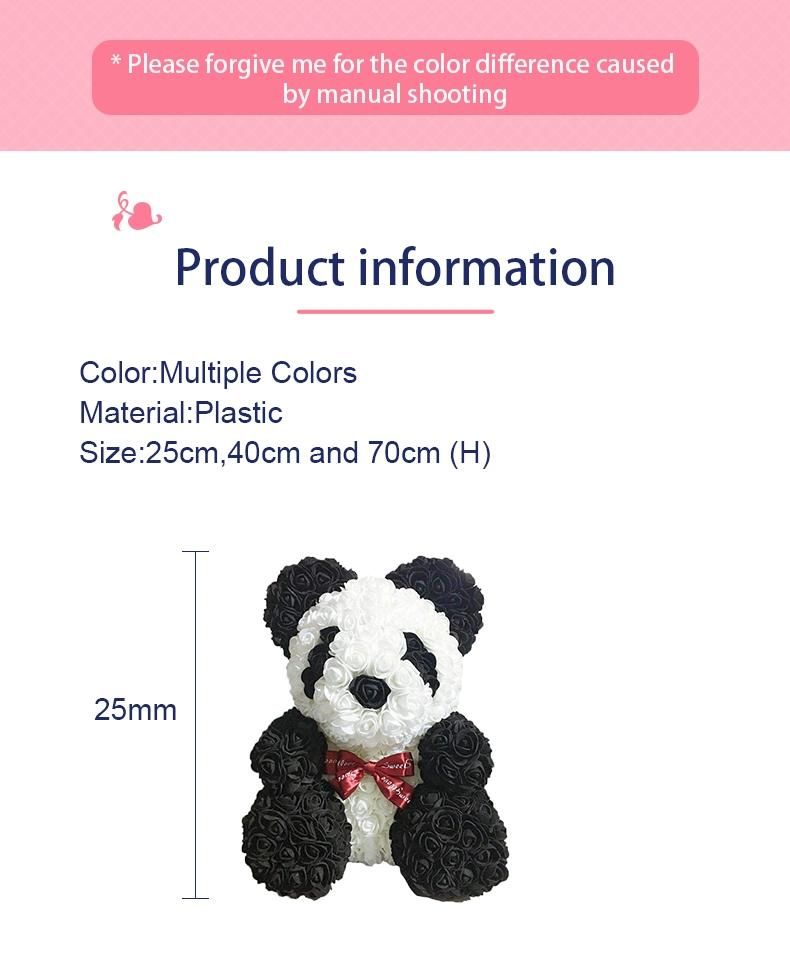 35 Cm Valentine′s Day Gifts Giant Panda Christmas Gift Rose Teddy Bears 3.5 Cm Flower Head Roses Bear with Heart