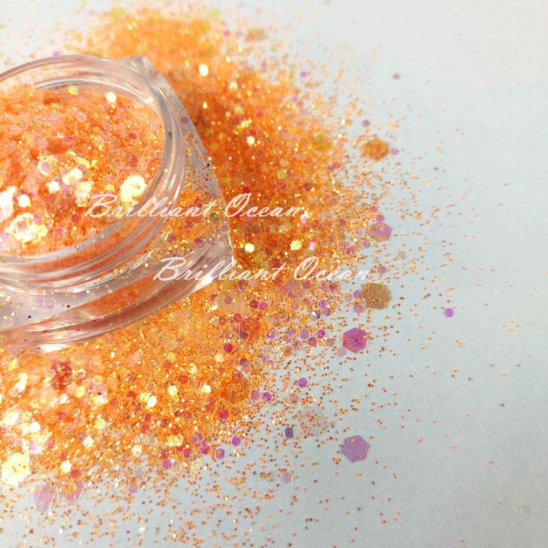 Eco Friendly Orange Series Chunky Glitter Powder for Nail DIY