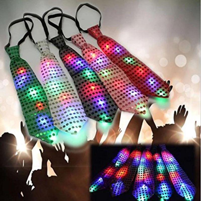 Sequin Light up LED Neck Tie Party Accessory