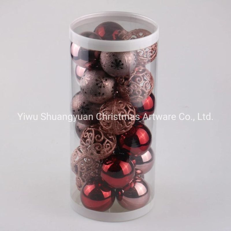 Cheap 8cm Rose Gold Plastic Christmas Ball