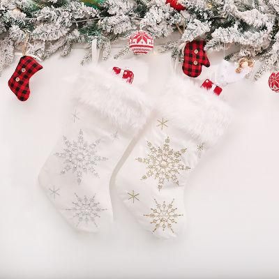 Christmas Stocking Snowflake Swedish Gnome Xmas Socks Hanging Fireplace Tree Bag