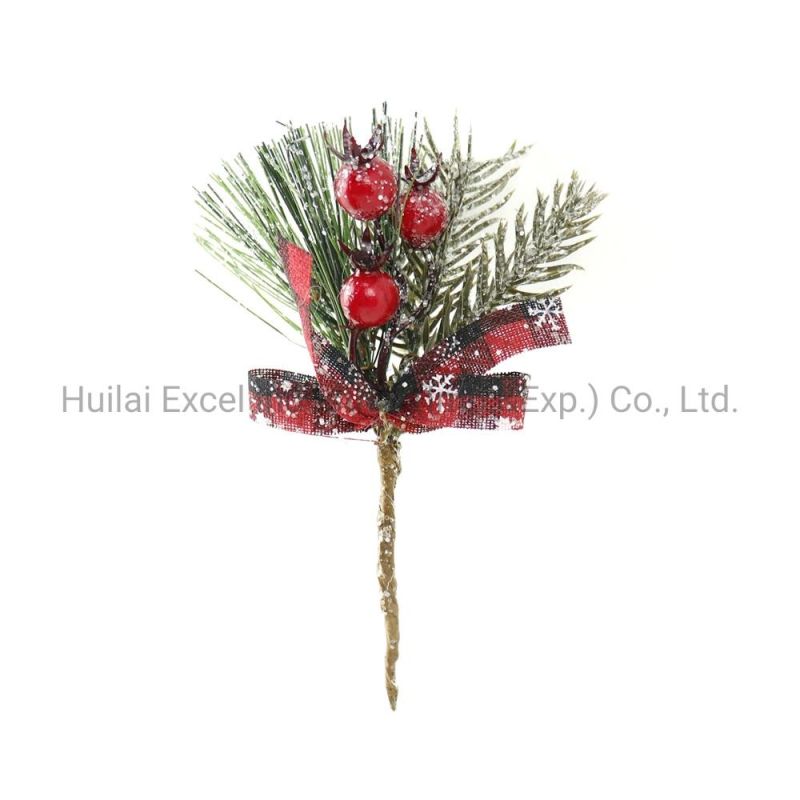 Mini Christmas Berry Pick Decoration Natural Pinecone Floral Branch Pick