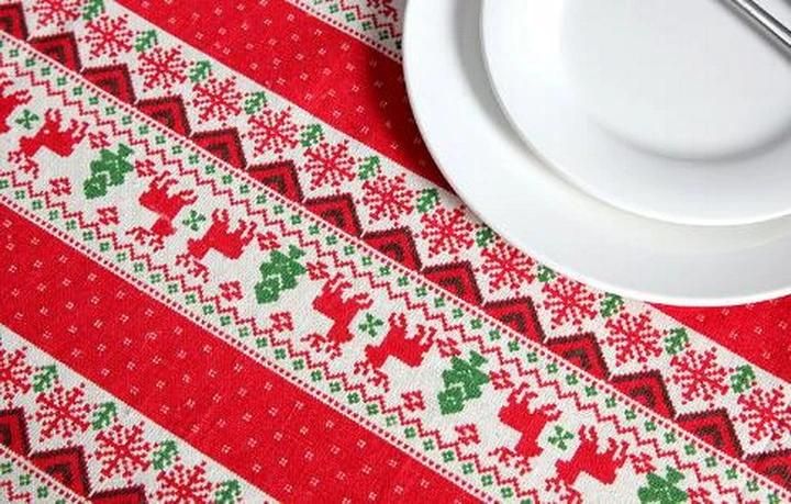 Polyester Cotton Imitation Hemp Deer Snow Christmas Printed Tablecloth