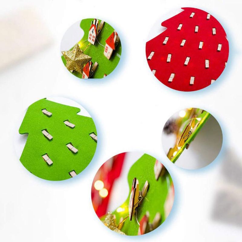 Christmas Tree Hanging Ornament Countdown Calendar with LED String Light