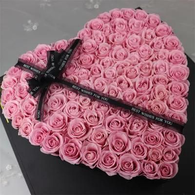 Factory Supply Beautiful and Romantic Preserved Roses Flower 99 Roses in Large Heart Gift Box for Wedding