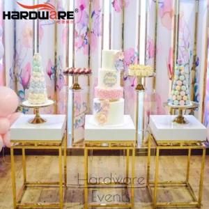 2020 New Design Hotel Hall Furniture Classic Design Gold Stainless Steel Luxury Wedding Cake Table
