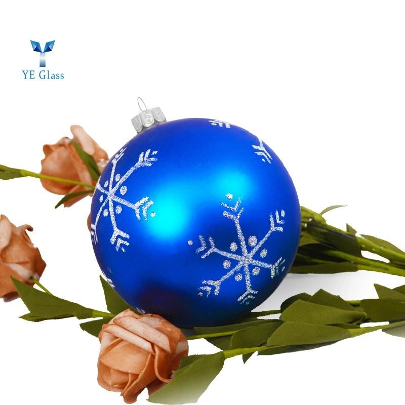 Customized blue Borosilicate Glass Christmas Ornament Balls for Decoration