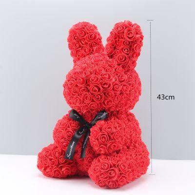 Factory Supply Wholesale Decorative PE Foam Rose Rabbit for Celebration Wedding Valantine&prime;s Day Girlfriend Gift