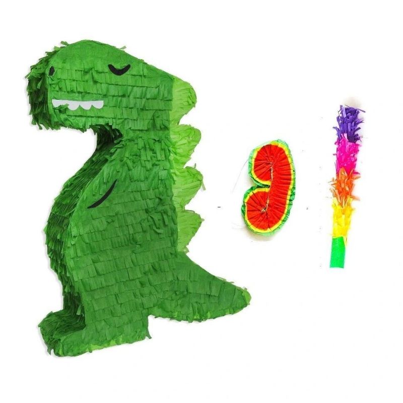 Kids Birthday Party Supplies Photo Props Woodland Design Pinata for Candy or Toys Green Dinosaur Paper Pinata