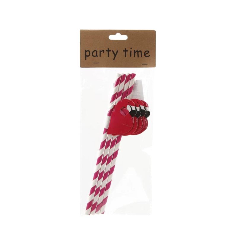 Food Grade Biodegradable Party Bear Disposable Colorful Strip Printing Paper Drinking Straw