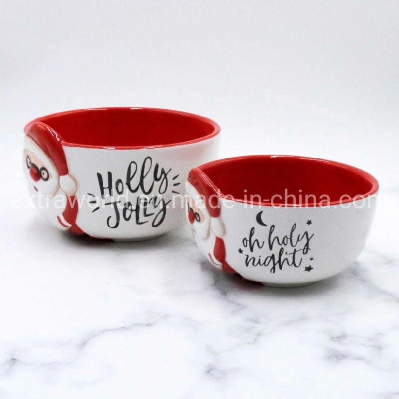 2021 Promotion Gift Hand-Painted Ceramic Bowl Christmas Dinnerware Craft