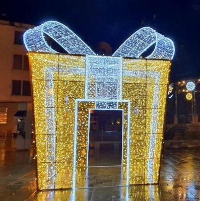 Outdoor Commercial Christmas Decoration Giant LED Motif Light Gift Box