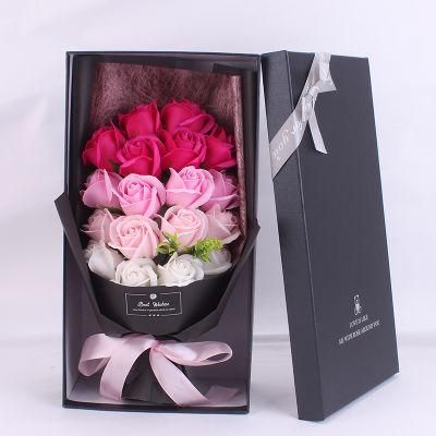 Amazon Valentine&prime;s Day Bear 7PCS Artificial Flower Soap Rose Flower Bouquet Gift for Wedding
