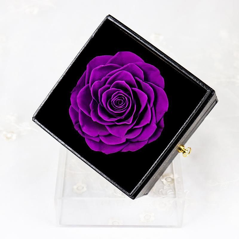 Real Preserved Rose Flower Single Large Rose in Drawer Gift Box for Decoration