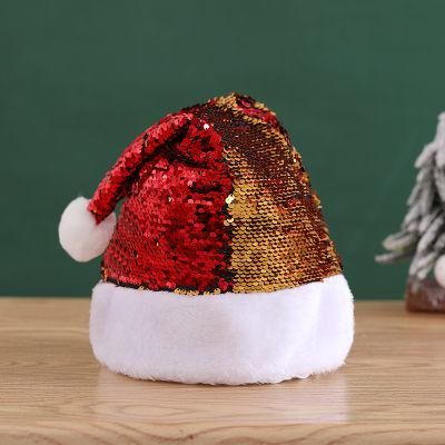 Wholesale Santa Hat Handmade Wool Ball Christmas Decoration Bulk Christmas Hats Pet Sequins Party Costume Hats for Adults