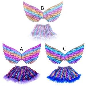 Rainbow Skirt Angel Wings Halloween Cosplay Props Children&prime;s Supplies