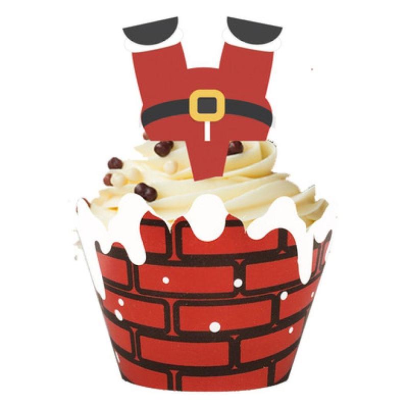 Christmas Cupcake Toppers Wrappers Party Supplies Favors