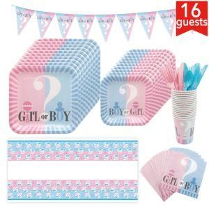 Gender Reveal Girl or Boy Baby Shower Disposable Tableware Set