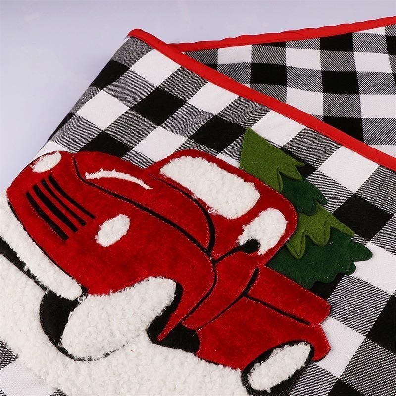 Black and White Plaid Christmas Tree Skirt Christmas Supplies Tree Bottom Ornaments Border Christmas Tree Decorations