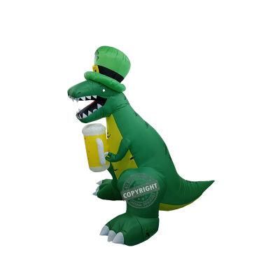 Inflatable Dinosaur with Beer Giant Holiday Decoration Inflatable Yard