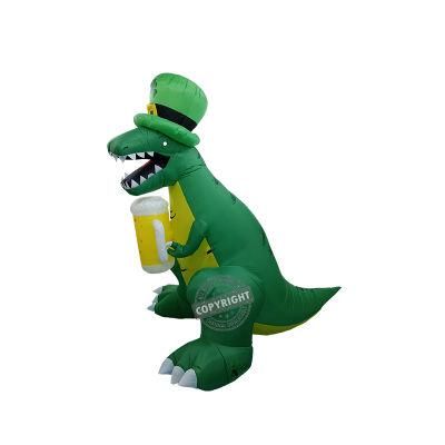 Inflatable Dinosaur with Beer Giant Holiday Decoration Inflatable Yard