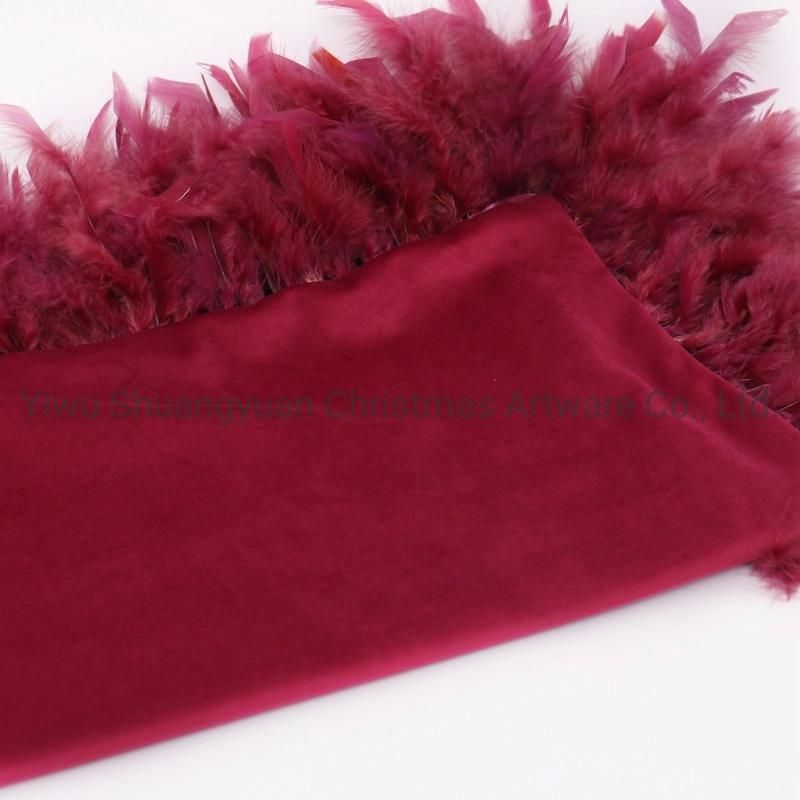 New Design Christmas Bolster Pillow with Feather for Holiday Wedding Party Home Decoration Hook Ornament Craft Gifts