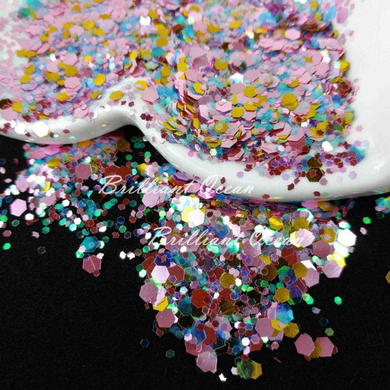 Hexagon Chunky Mixed Glitter Powder for Decorations