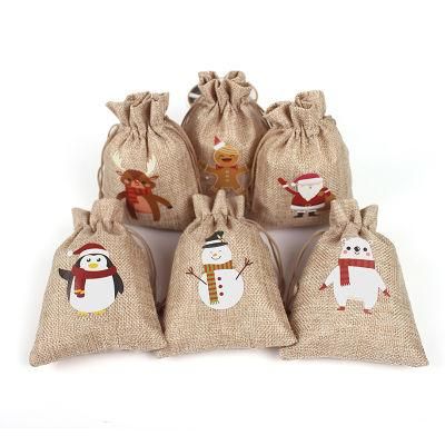 Christmas Gift Sackswith Drawstring Favor Gift Bags + Bonus Gift Tags &amp; String Brown Bags Bulk Small Size