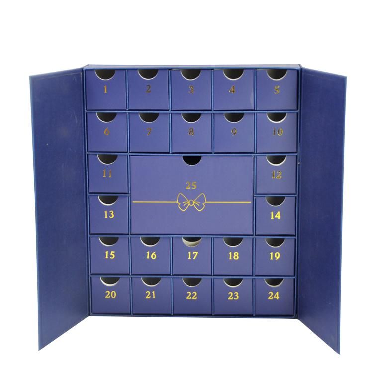 High Quality Cheap Chocolate Christmas Advent Calendar Blue Advent Calendar Box