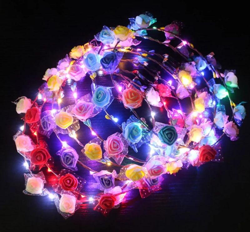 LED Luminous Flower Wreath Headband Crown for Girls Women